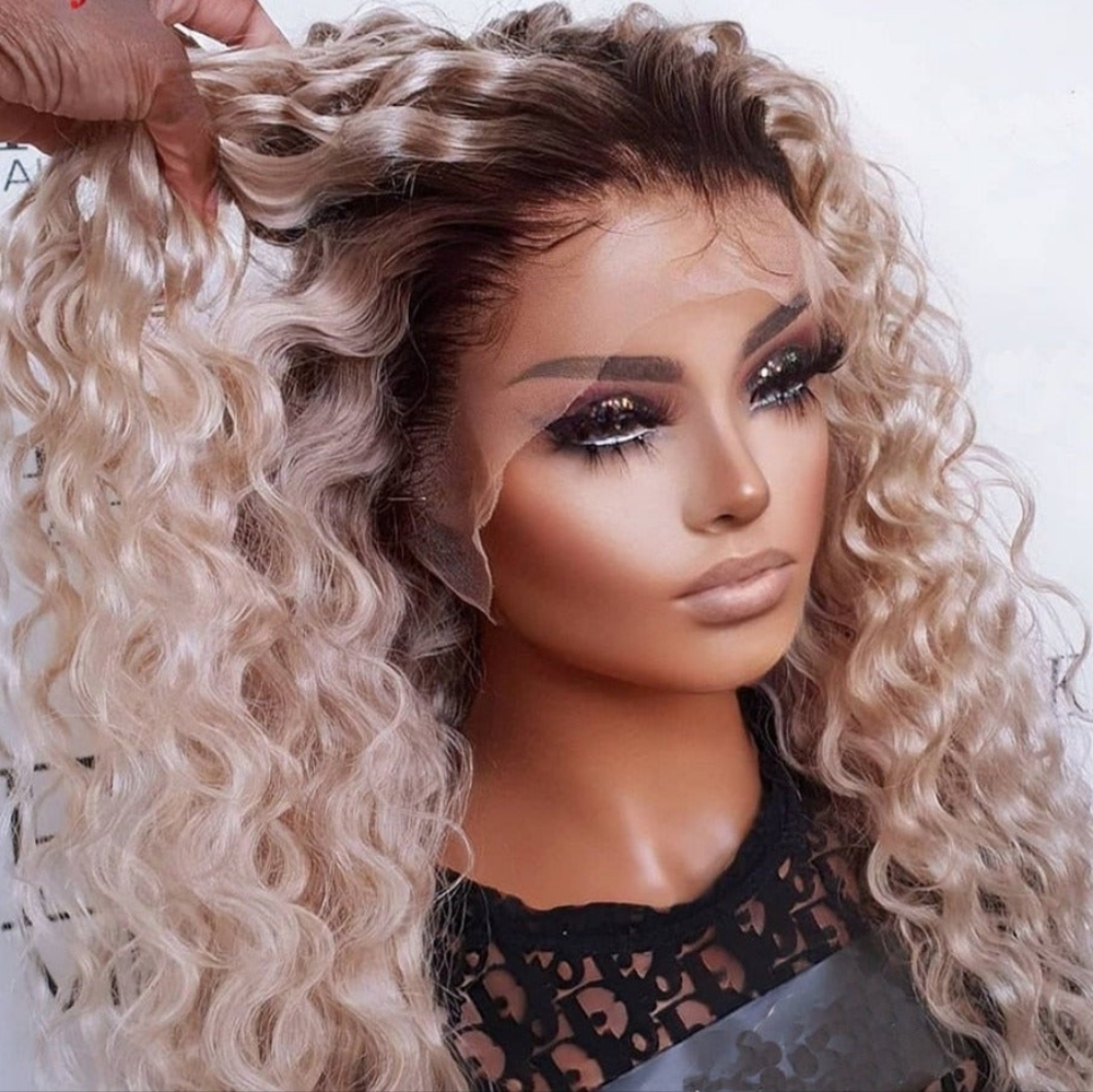 Brown To Blonde Ombre Wave Down Wig -->18in